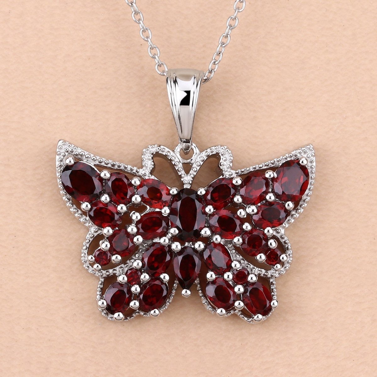 4.90 Carat Genuine Garnet .925 Sterling Silver Pendant - Pendants - Custom Crafting Alliance, LLC