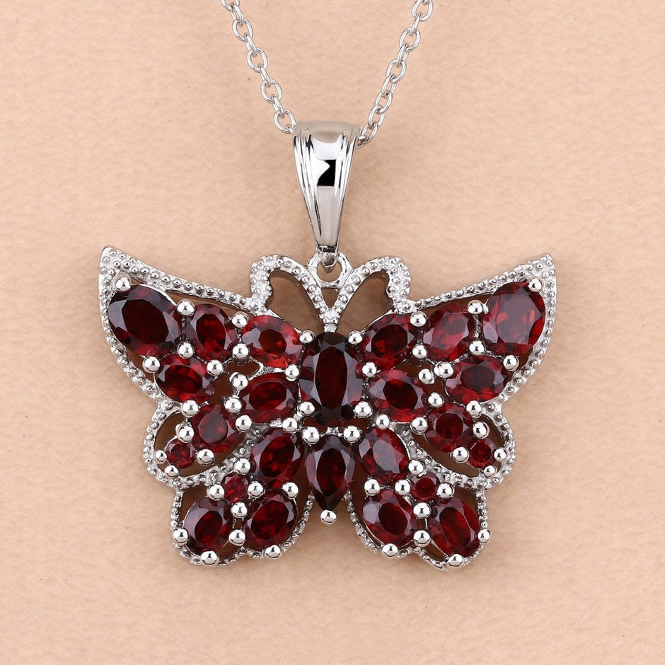 4.90 Carat Genuine Garnet .925 Sterling Silver Pendant - Pendants - Custom Crafting Alliance, LLC