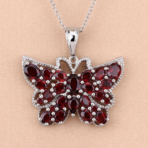 4.90 Carat Genuine Garnet .925 Sterling Silver Pendant - Pendants - Custom Crafting Alliance, LLC