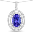 4.90 Carat Genuine Tanzanite and White Diamond 14K White Gold Pendant - Pendants - Custom Crafting Alliance, LLC