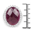 19.12 Carat Genuine Ruby and White Topaz .925 Sterling Silver Ring