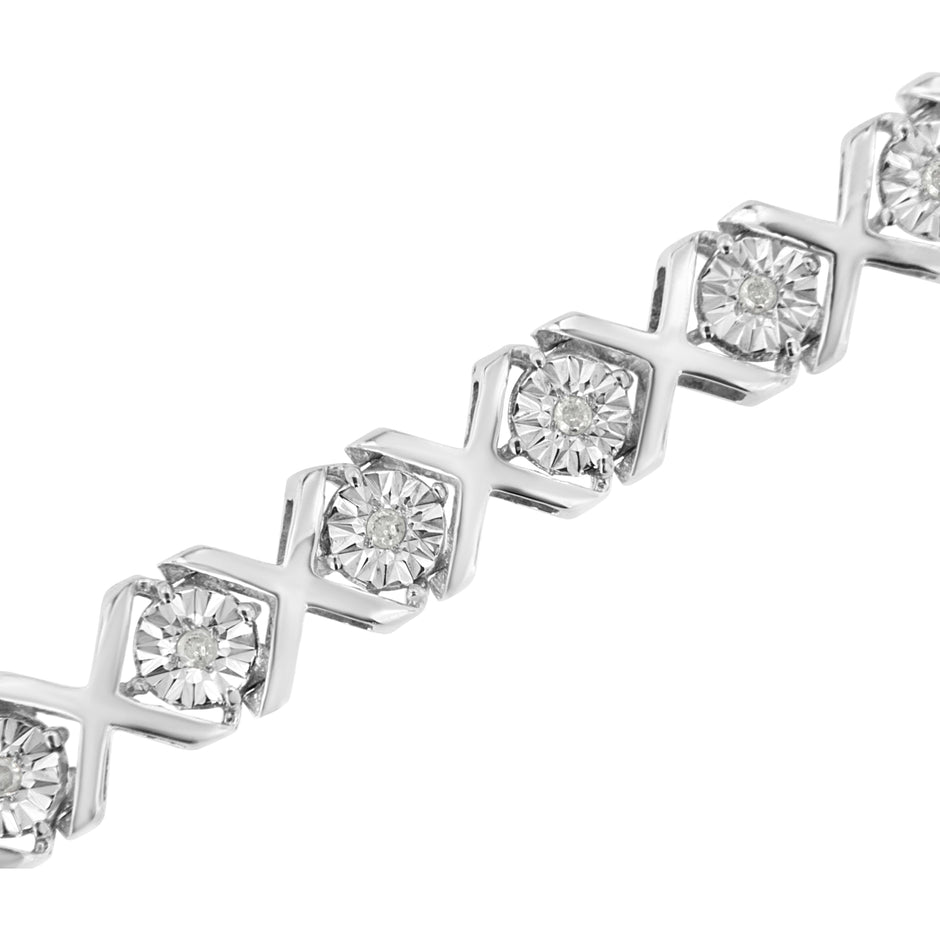 .925 Sterling Silver 1/4 Cttw Miracle Set Diamond 