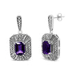 .925 Sterling Silver Diamond Accent and 7x5mm Purple Amethyst Stud Earrings (I-J Color, I2-I3 Clarity)