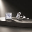 925 Sterling Silver Earrings with Pavé Setting CZ and Platinum Plating.