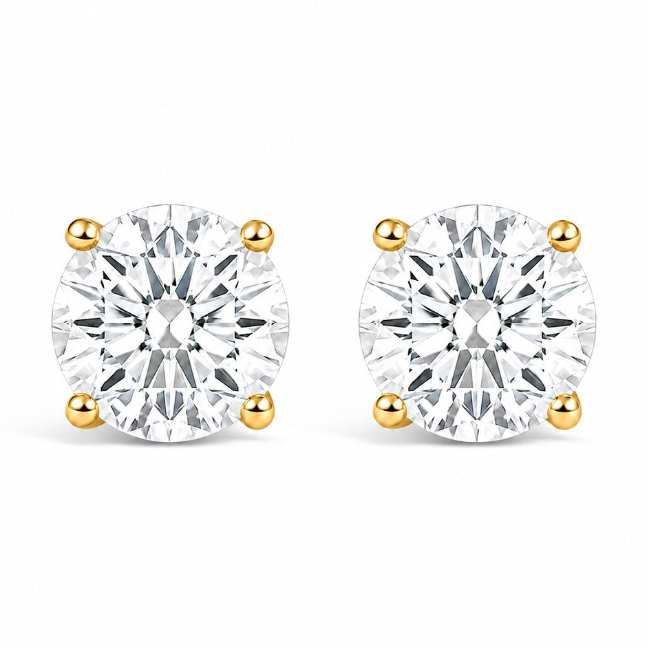 IGI Certified 14K Yellow Gold 1.00 Cttw Round Lab Grown Diamond Solitaire Stud Earrings