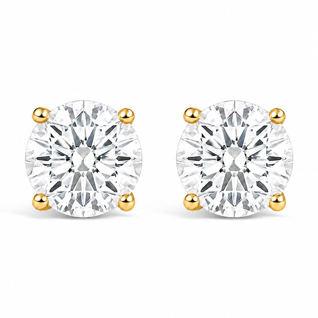 IGI Certified 14K Yellow Gold 1.00 Cttw Round Lab Grown Diamond Solitaire Stud Earrings