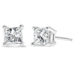 AGS Certified 14K White Gold 1.0 Cttw 4-Prong Set Princess-Cut Solitaire Diamond Push Back Stud Earrings (I-J Color, SI2-I1 Clarity)