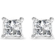 AGS Certified 14K White Gold 1.0 Cttw 4-Prong Set Princess-Cut Solitaire Diamond Push Back Stud Earrings (I-J Color, SI2-I1 Clarity)