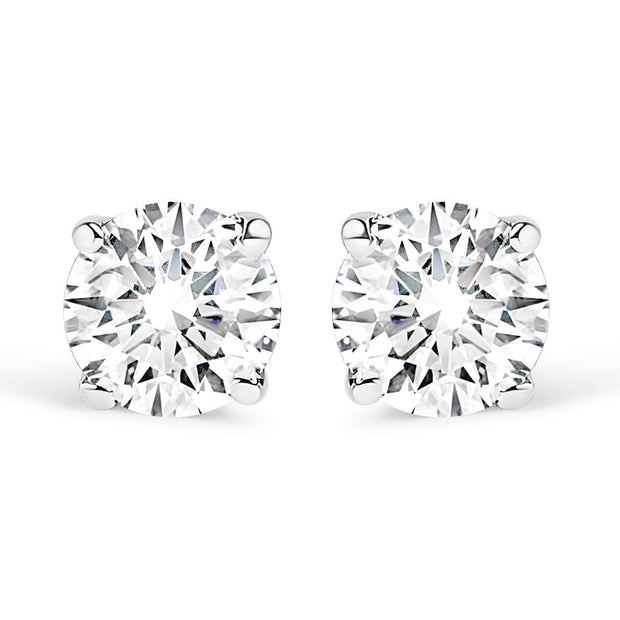 .925 Sterling Silver 1/5 Cttw Round Lab Grown Diamond Classic 4-Prong Solitaire Stud Earrings (F-G Color, VS1-VS2 Clarity)