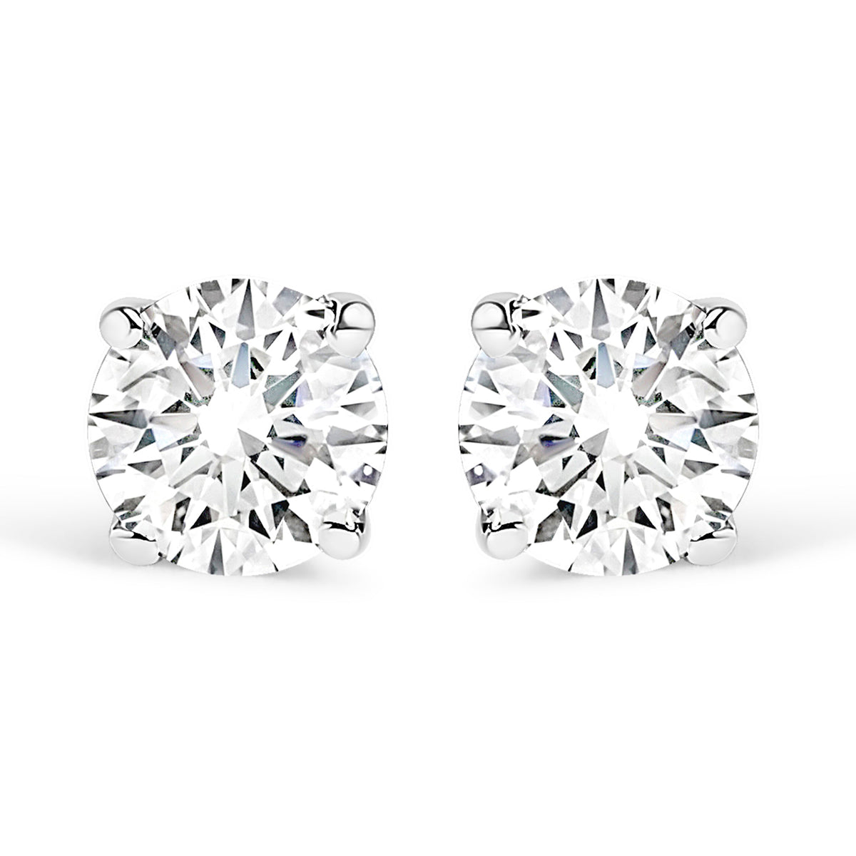 14K White Gold 1/3 Cttw Round Brilliant-Cut Near Colorless Diamond Classic 4-Prong Stud Earrings (J-K Color, I1-I2 Clarity)
