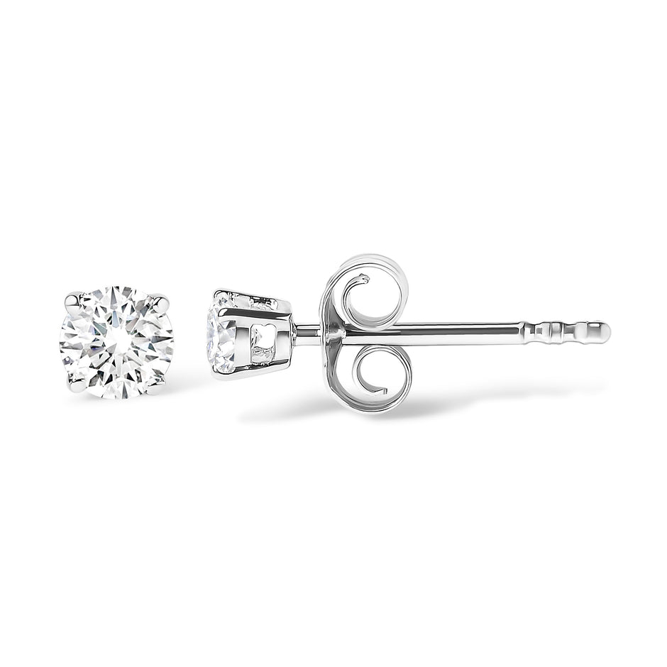 14K White Gold 5/8 Cttw Round Brilliant-Cut Lab Grown Diamond Classic 4-Prong Push back Stud Earrings (F-G Color, VS1-VS2 Clarity)