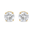 AGS Certified 14K Yellow Gold 1/2 Cttw 4 Prong Set Brilliant Round-Cut Solitaire Diamond Push Back Stud Earrings (O-P, Color, SI2-I1 Clarity)