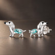 925 Sterling Silver White Gold Plated Transparent Glass Enamel 0.7 x 1.0 cm Earrings for Women