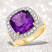6.80 Carat Genuine Amethyst and White Diamond .925 Sterling Silver Ring