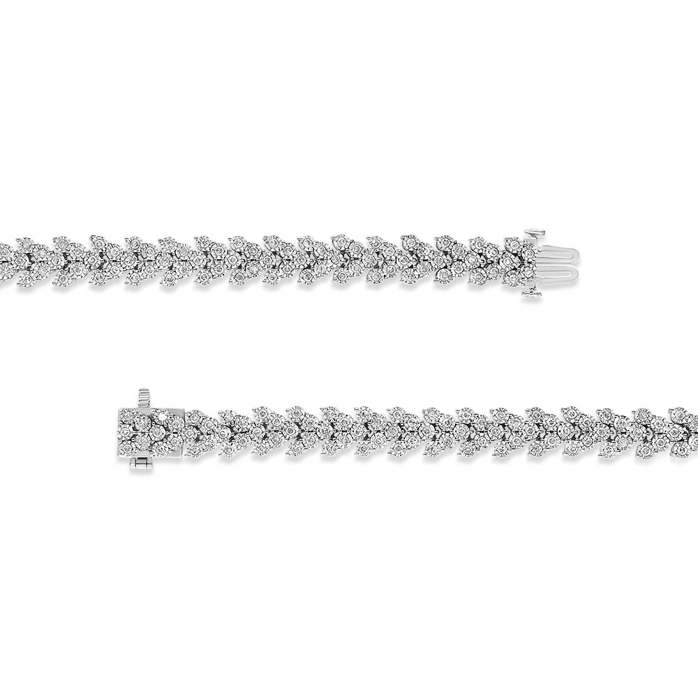 .925 Sterling Silver 2.00 Cttw Miracle Set Diamond Laurel Wreath Link Bracelet (I-J color, I3 clarity) - 7.25