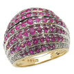 14K Yellow Gold Plated 2.94 Carat Genuine Ruby & White Topaz .925 Sterling Silver Ring