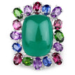 26.67 Carat Genuine Multi Stones .925 Sterling Silver Ring