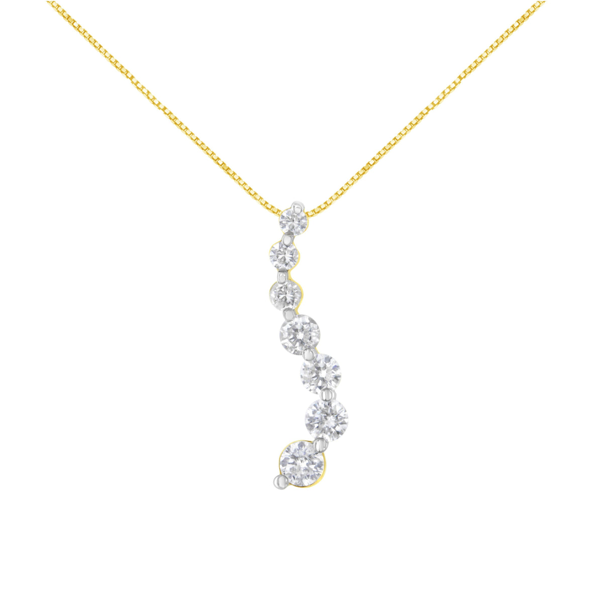 AGS Certified 14K Yellow Gold 2.0 Cttw Baguette and Brilliant Round-Cut Diamond Journey 18