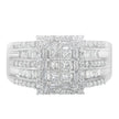 10K White Gold Diamond Cluster Ring (1 cttw, H-I Color, I1-I2 Clarity)