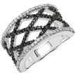 0.92 Carat Genuine Black Diamond & White Diamond .925 Sterling Silver Ring