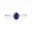 0.44 Carat Genuine Blue Sapphire and White Diamond 14K White Gold Ring