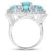 6.18 Carat Genuine Turquoise and Blue Topaz .925 Sterling Silver Ring