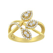 10K Yellow Gold 1/2 Cttw Round-Cut Diamond Layered Crossover Triple Leaf Bypass Ring (I-J Color, I1-I2 Clarity) - Size 7