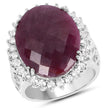 19.12 Carat Genuine Ruby and White Topaz .925 Sterling Silver Ring