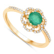 0.55 Carat Genuine Zambian Emerald and White Diamond 14K Yellow Gold Ring