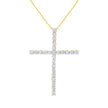 .925 Sterling Silver 2 1/2 cttw Diamond Cross Pendant Necklace (H-I, I2-I3)