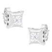 10K White Gold 1/2 Cttw Invisible Set Princess-Cut Diamond Stud Earrings (H-I Color, SI2-I1 Clarity)