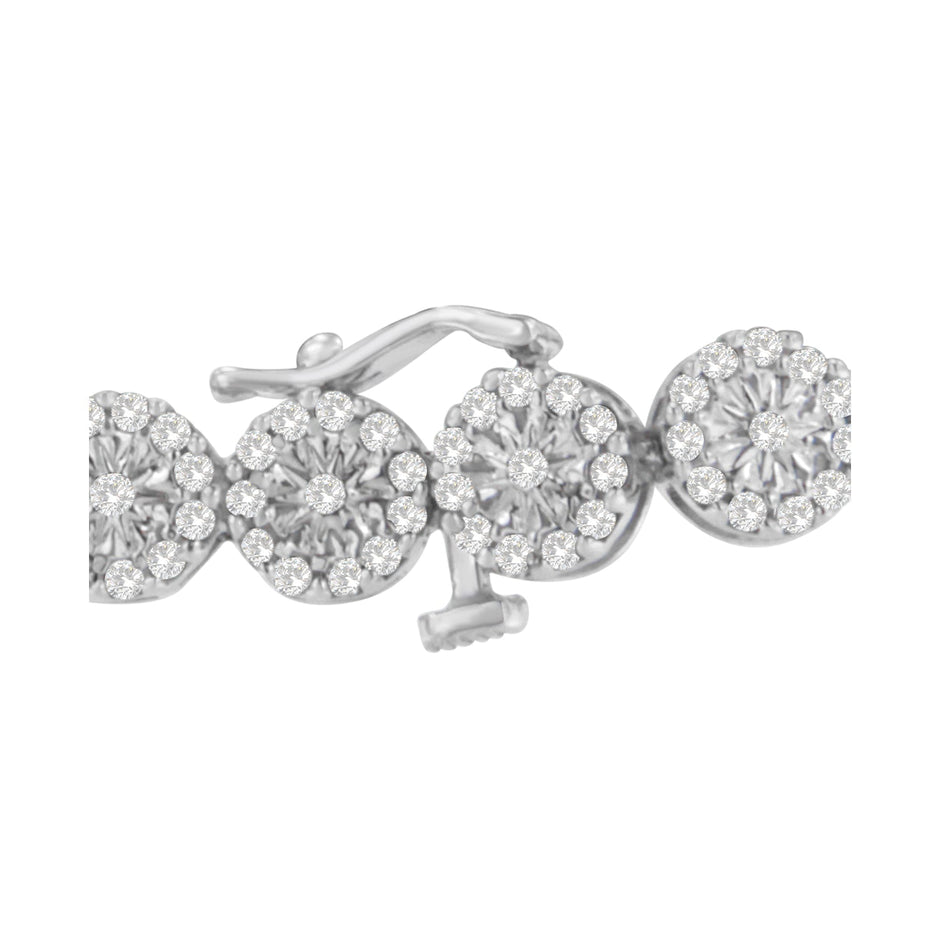 14K White Gold 2.00 Cttw Diamond Halo Link Tennis Bracelet (H-I Color, I1-I2 Clarity) - 7