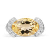 4.55 Carat Genuine Citrine and White Diamond .925 Sterling Silver Ring