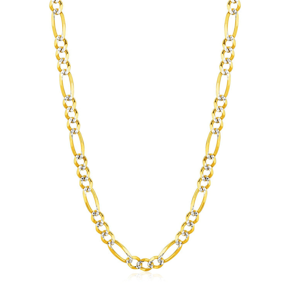 6.0mm 14K Yellow Gold Solid Pave Figaro Chain
