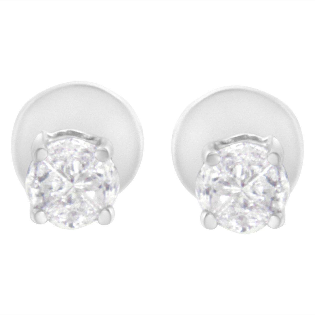 14K White Gold 1/2 Cttw Pie-Cut Diamond Solitaire Stud Earrings (H-I Color, SI1-SI2 Clarity)
