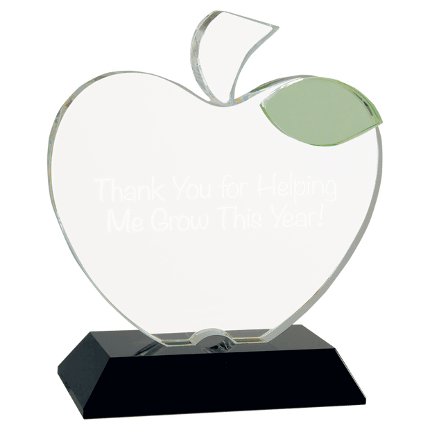5 1/2" x 6 1/4" Crystal Apple on Black Base - Award - Custom Crafting Alliance, LLC