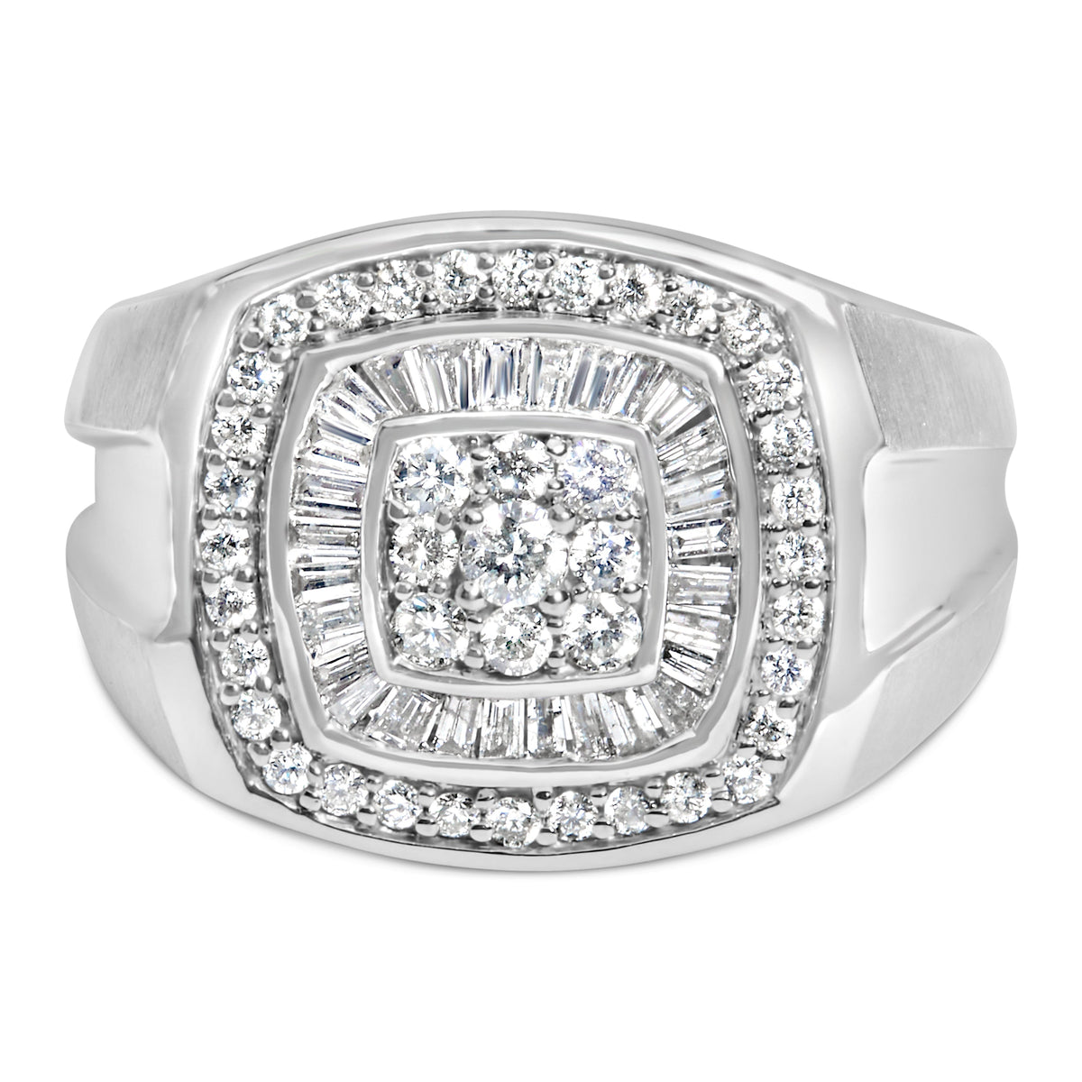 14K White Gold Men's 1 CTTW Diamond Band Ring