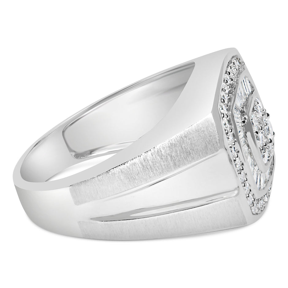 14K White Gold Men's 1 CTTW Diamond Band Ring