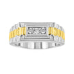 10K Yellow Gold Plated .925 Sterling Silver Diamond Accent Miracle-Set 3 Stone Ridged Band Gentlemen's Fashion Ring (I-J Color, I2-I3 Clarity) - Size 10