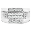 Men's .925 Sterling Silver 1.00 Cttw Diamond Multi Row Band Ring -Size 10