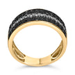 Men's 10K Yellow Gold 1.00 Cttw White and Black Diamond Cluster Ring