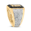 Men's 10K Yellow Gold 1 1/2 Cttw White and Black Diamond Cross Signet Ring