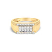 Men's 14K Yellow Gold Plated Sterling Silver Natural 1/2 Cttw Diamond Rectangular Halo Band Ring