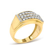 Men's 14K Yellow Gold Plated Sterling Silver 3/4 Cttw Diamond 3 Row Band Ring