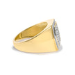 Men's 14K Yellow Gold Plated Sterling Silver 3/4 Cttw Diamond Cushion Head and Halo Band Ring