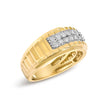Men's 14K Yellow Gold Plated Sterling Silver 3/8 Cttw Diamond Ribbed Band Ring