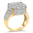 Men's 10K Yellow Gold 2-1/10 Cttw Diamond Concentric Circles Cocktail Ring