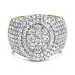 Men's 10K Yellow Gold 2-1/2 Cttw Round Diamond Cluster Cocktail Ring