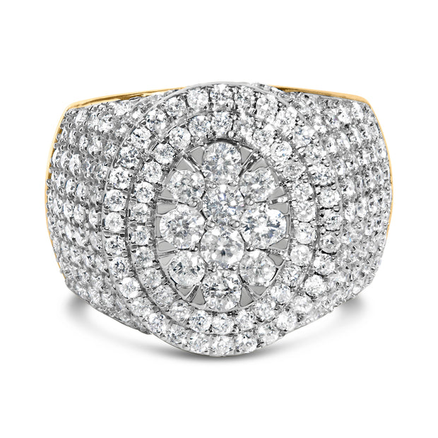 Men's 10K Yellow Gold 2-1/2 Cttw Round Diamond Cluster Cocktail Ring