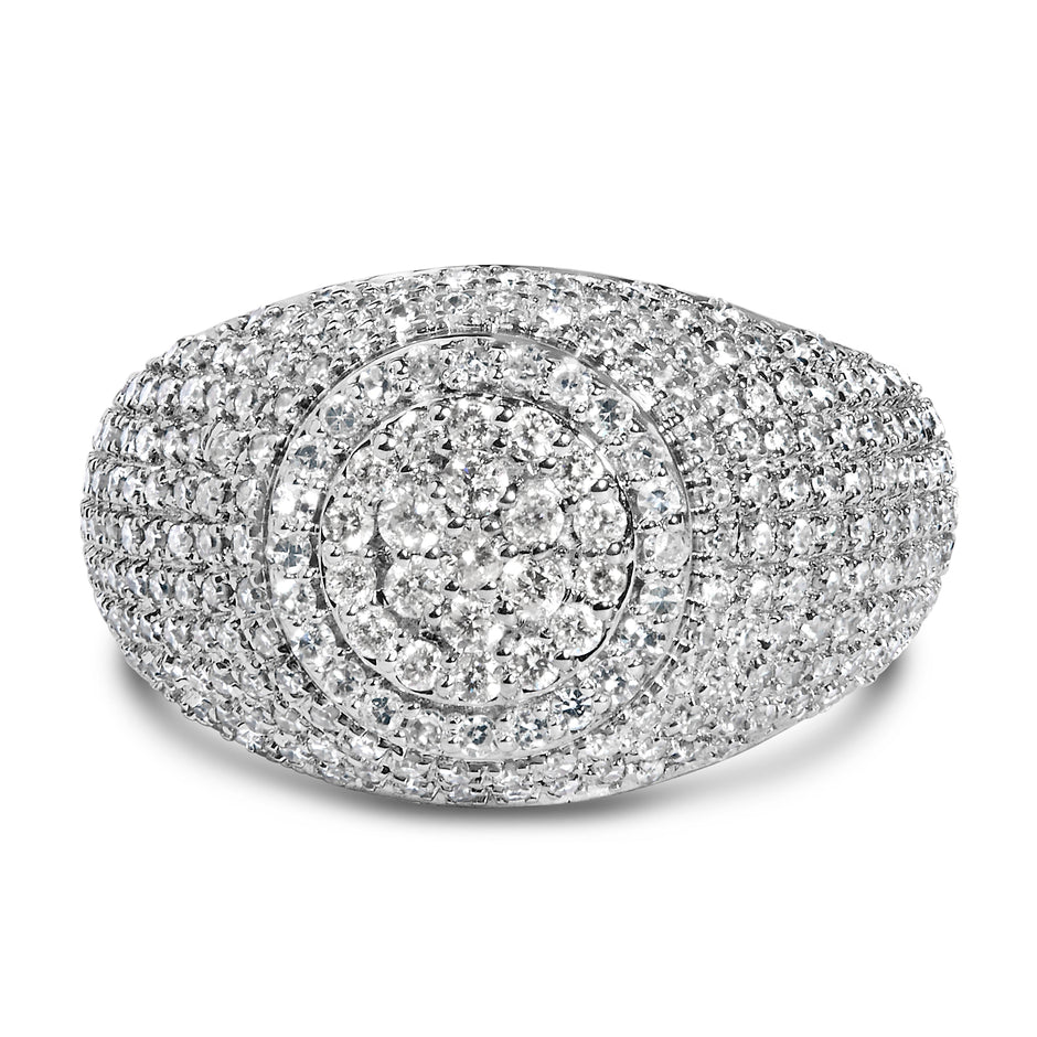 Men's 10K Yellow Gold 1 1/2 Cttw Diamond Cluster Dome Band Ring